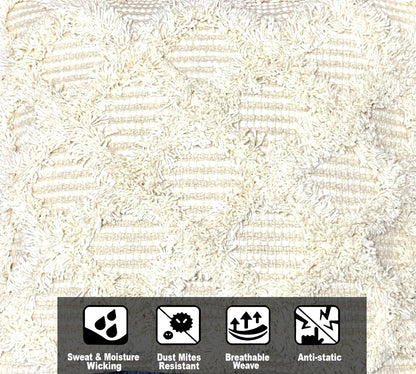 Decorative Tufted Cotton Cushion Cover | Cream | 18x18 Inches (45x45 cm)