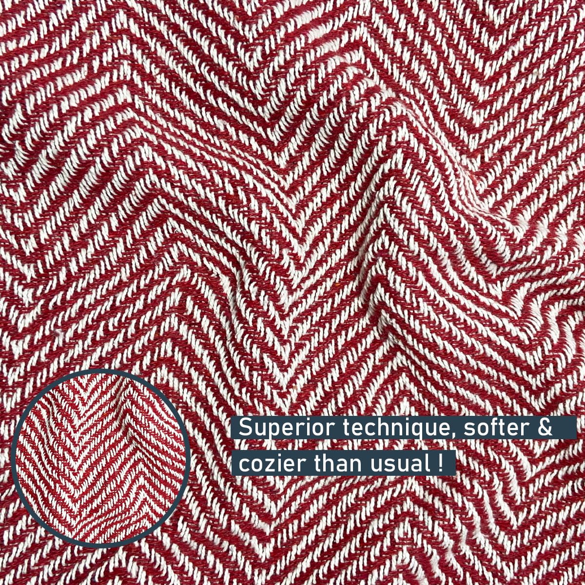 Pure Cotton Red Sofa Throw - Pack of 2