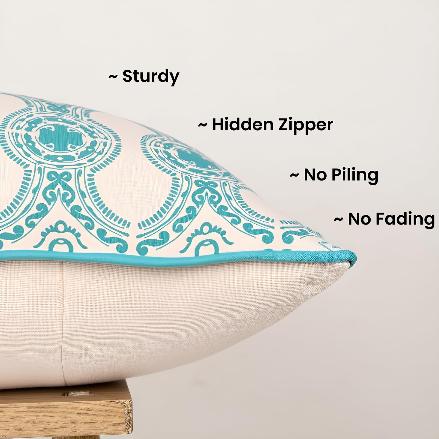 Beige & Blue Cushion Cover 14"x26"