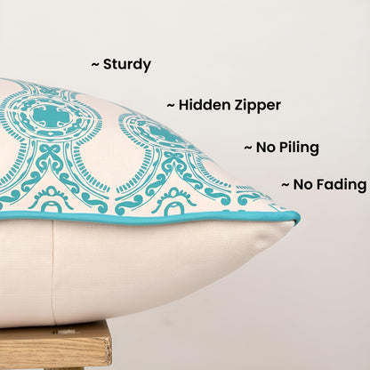 Beige & Blue Cushion Cover 14"x26"