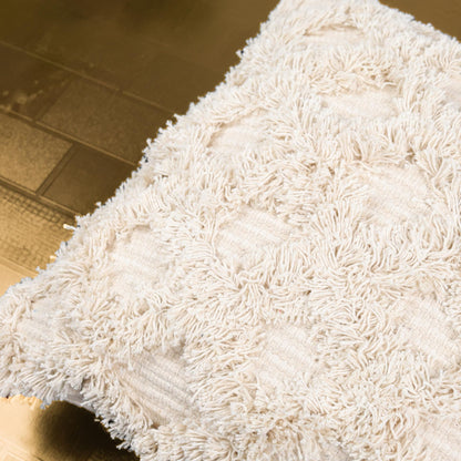 Decorative Tufted Cotton Cushion Cover | Cream | 18x18 Inches (45x45 cm)