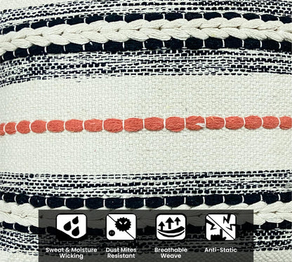 Pure Cotton Beige Multi Throw & 2 Cushion Covers