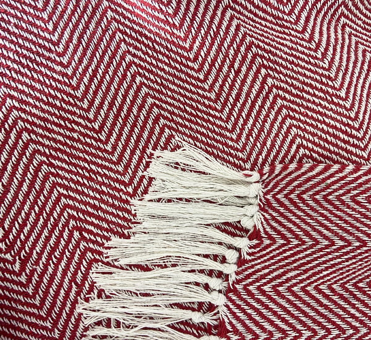 Pure Cotton Red Sofa Throw - Pack of 2