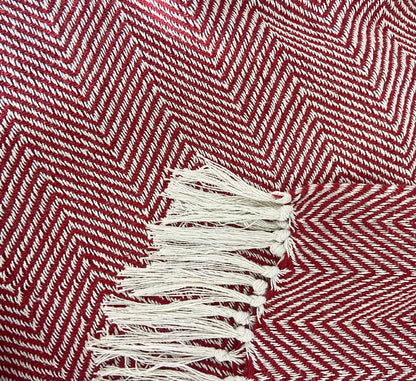 Pure Cotton Red Sofa Throw - Pack of 2