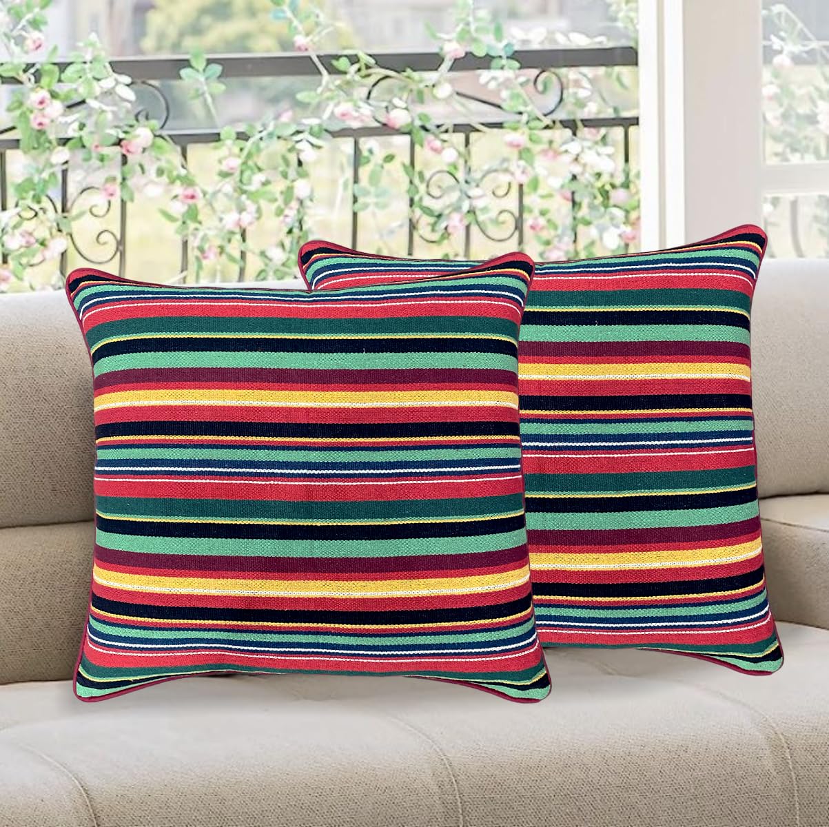 Red Cushion Covers 16"x16" (Pack of 2)