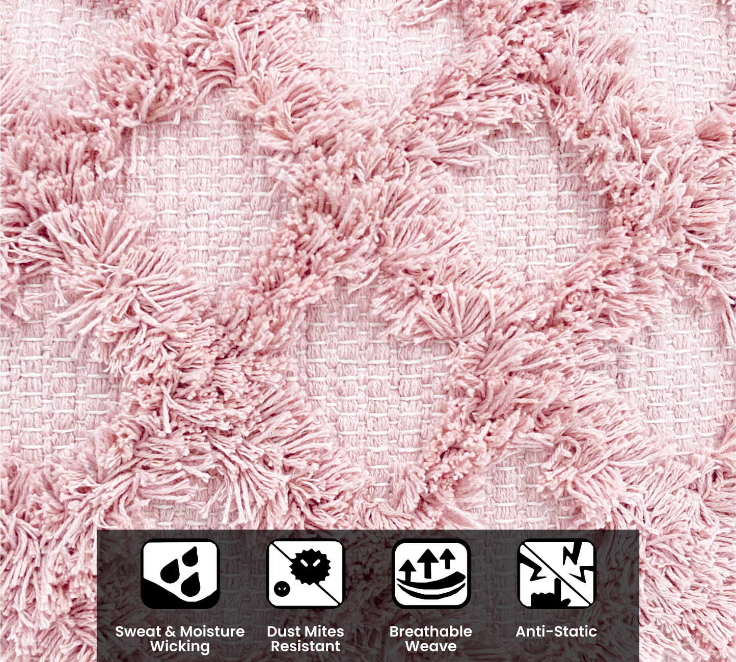 Decorative Tufted Cotton Cushion Cover | Pink | 18x18 Inches (45x45 cm)