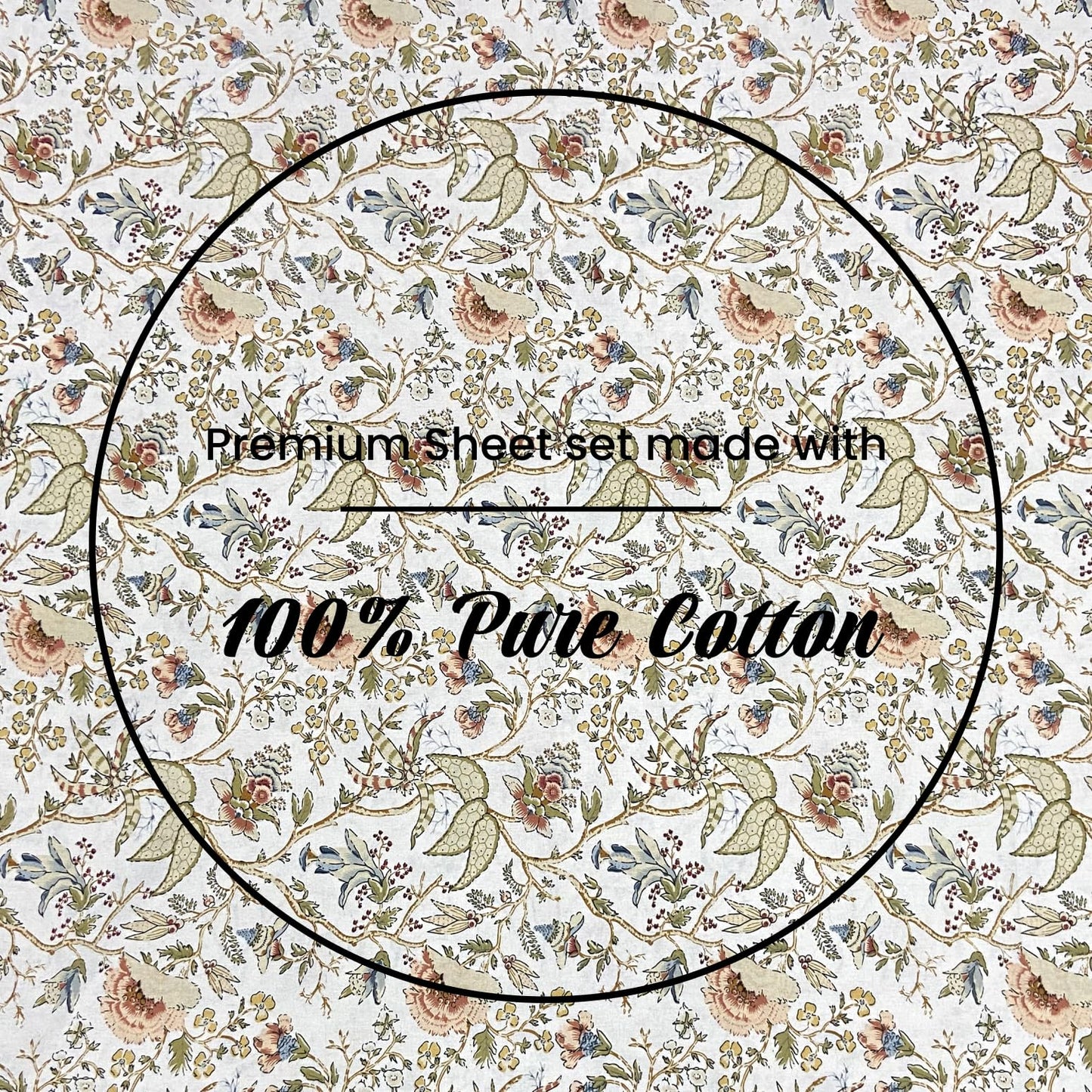 100% Pure Cotton King Size Bedsheet Set – Mustard Yellow Printed | 96x104 Inches (243x264 cm) | Includes 2 Pillow Covers