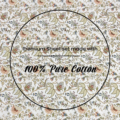 100% Pure Cotton King Size Bedsheet Set – Mustard Yellow Printed | 96x104 Inches (243x264 cm) | Includes 2 Pillow Covers