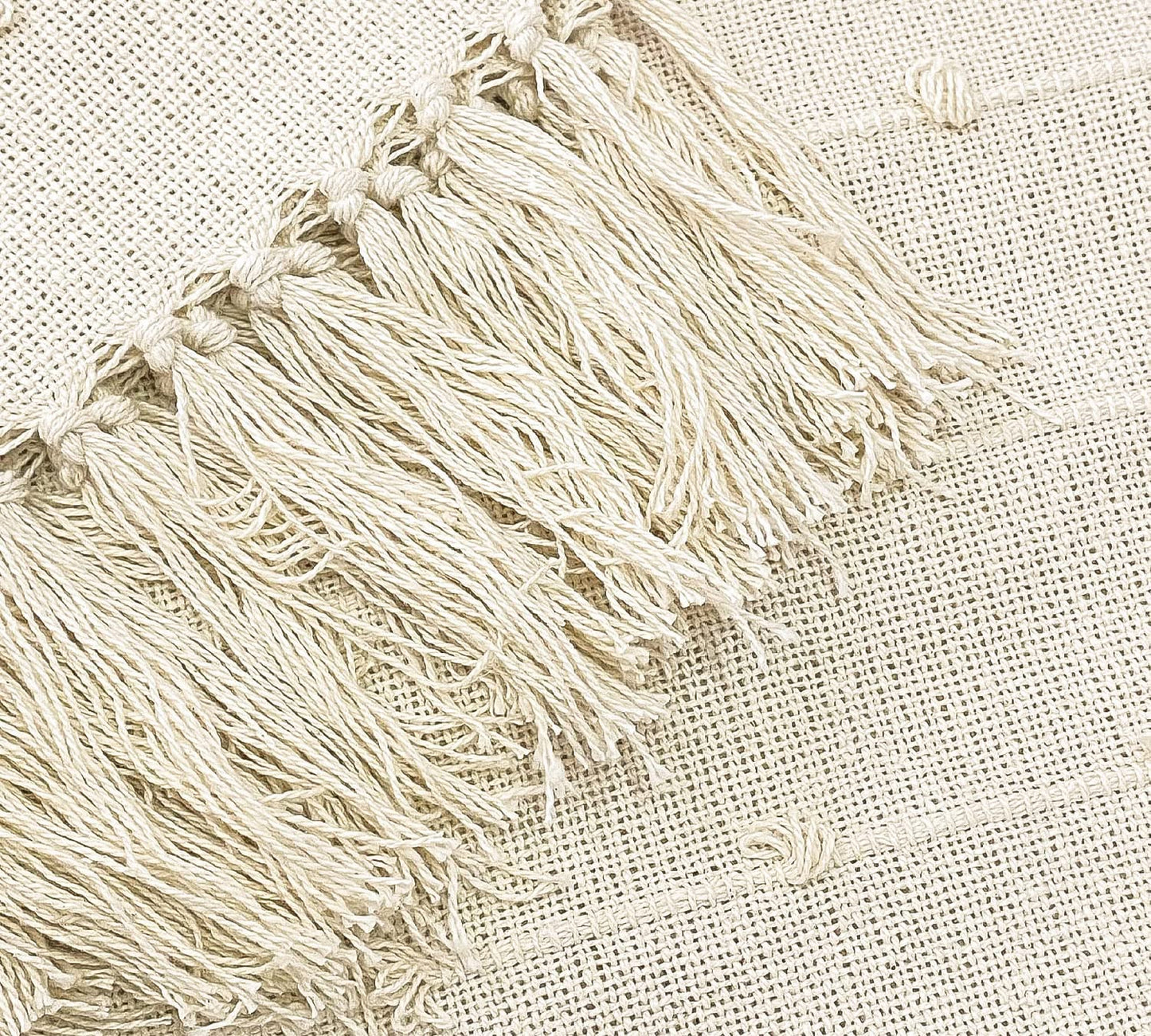 Pure Cotton Beige Sofa Throw & Cushion Cover