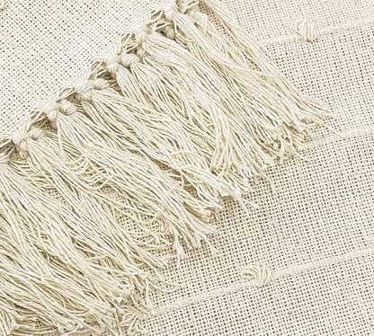 Pure Cotton Beige Sofa Throw & Cushion Cover