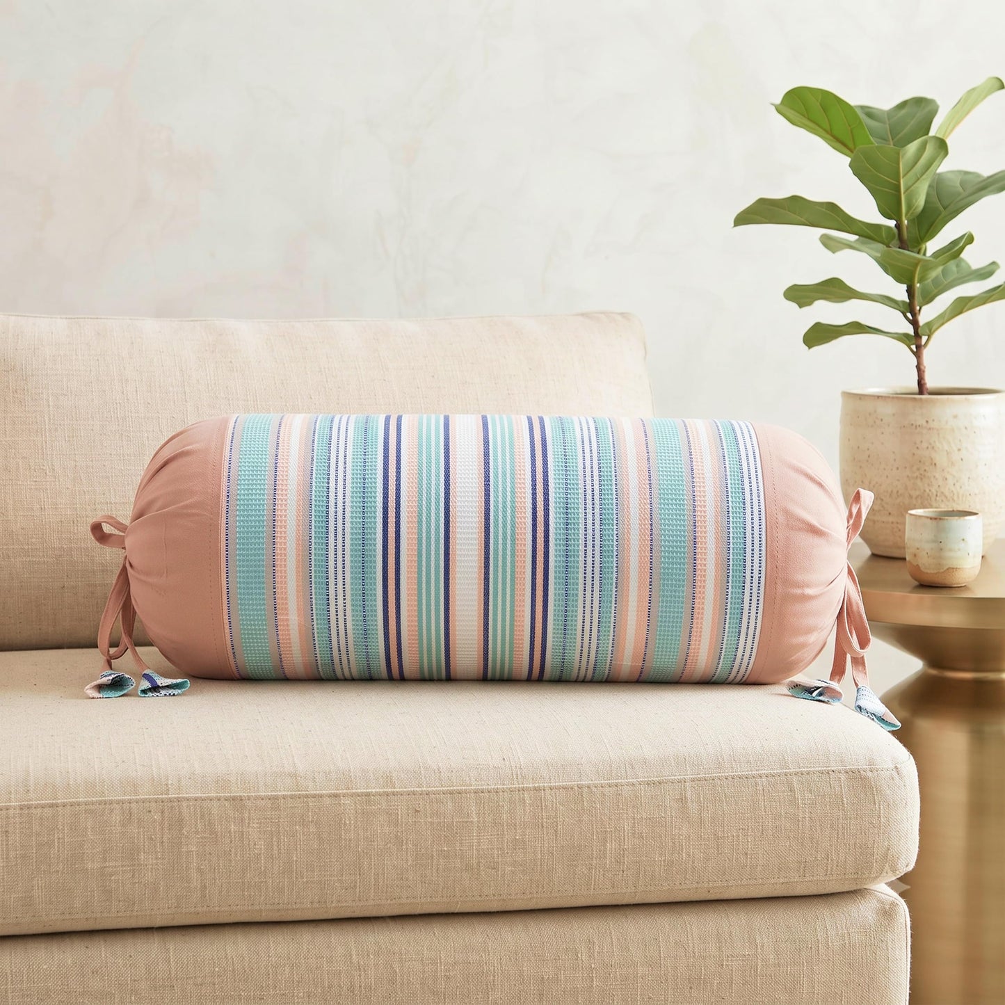 Camel Brown with Green & White Stripes