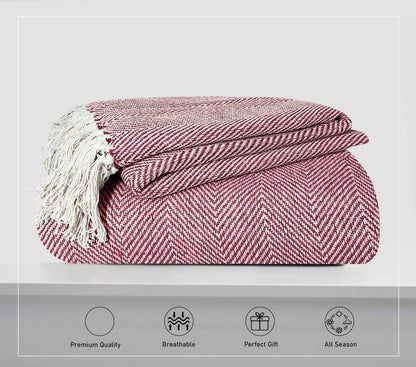 Pure Cotton Red Sofa Throw - Pack of 2