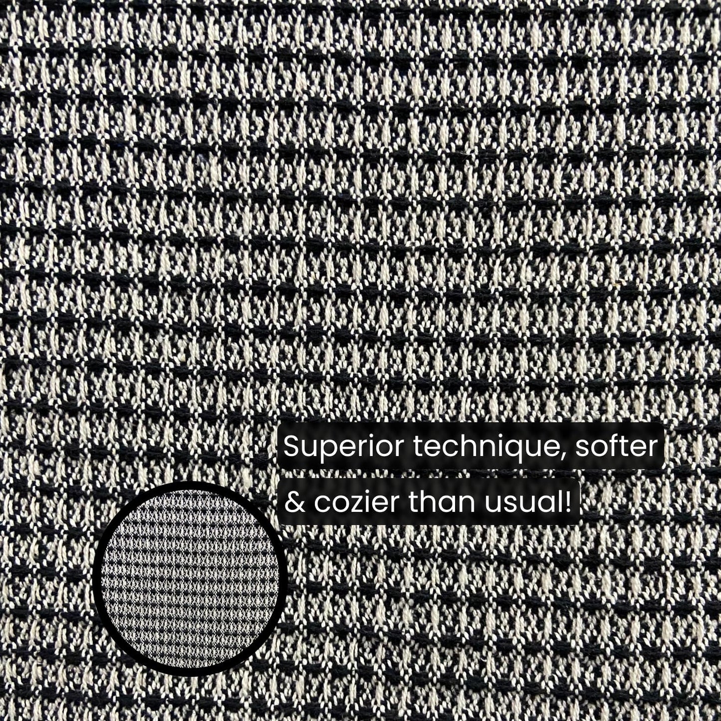 SAJAVAT HOME Hand-Knitted All Season Throw Blanket – Cotton Blend | Black & Beige | 80x52 Inches