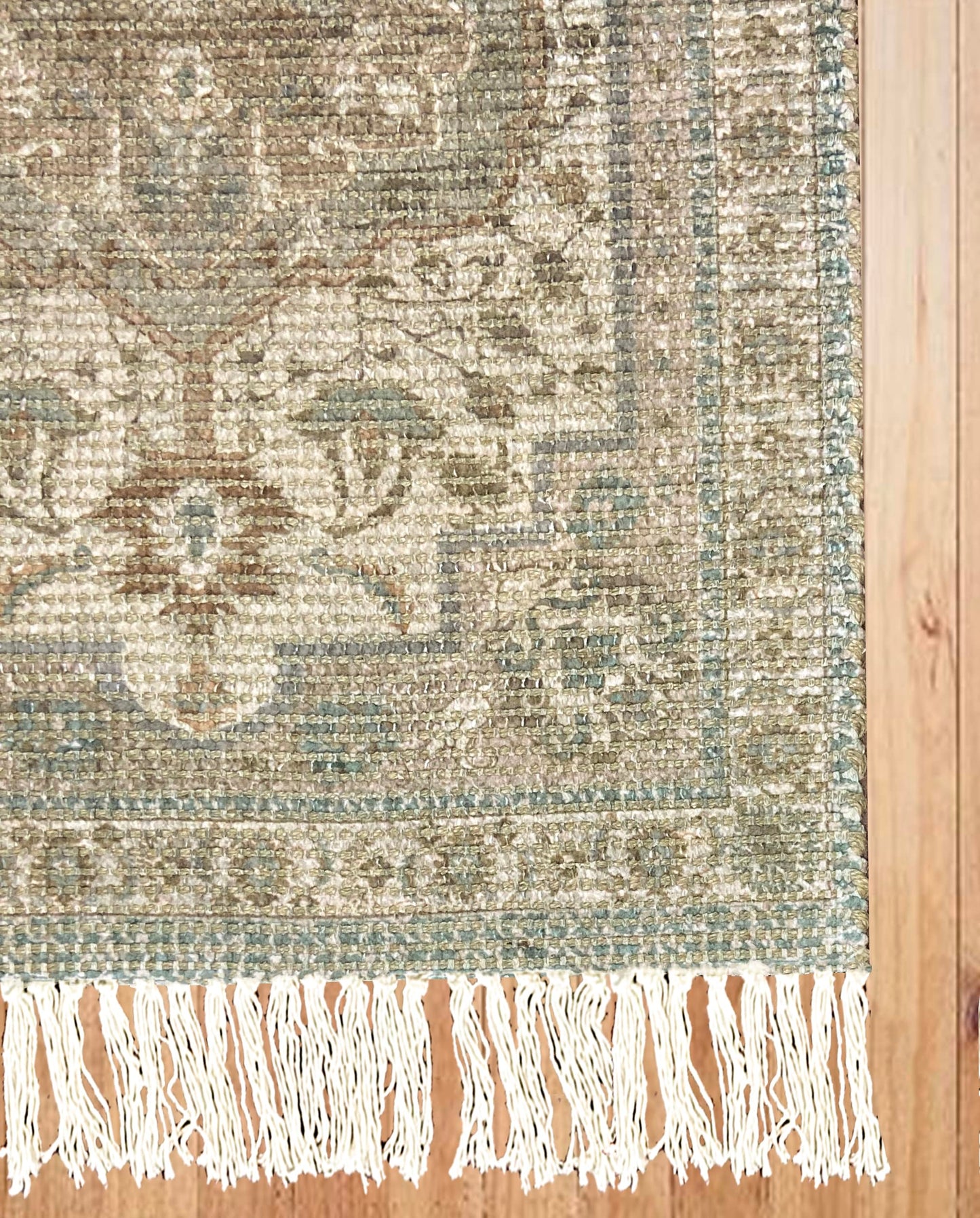 Braided Cotton & Jute Printed Floor Rug – Aegean Green | 2x3 Feet (24x36 Inches)
