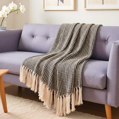 Black & Beige Honeycomb Throw