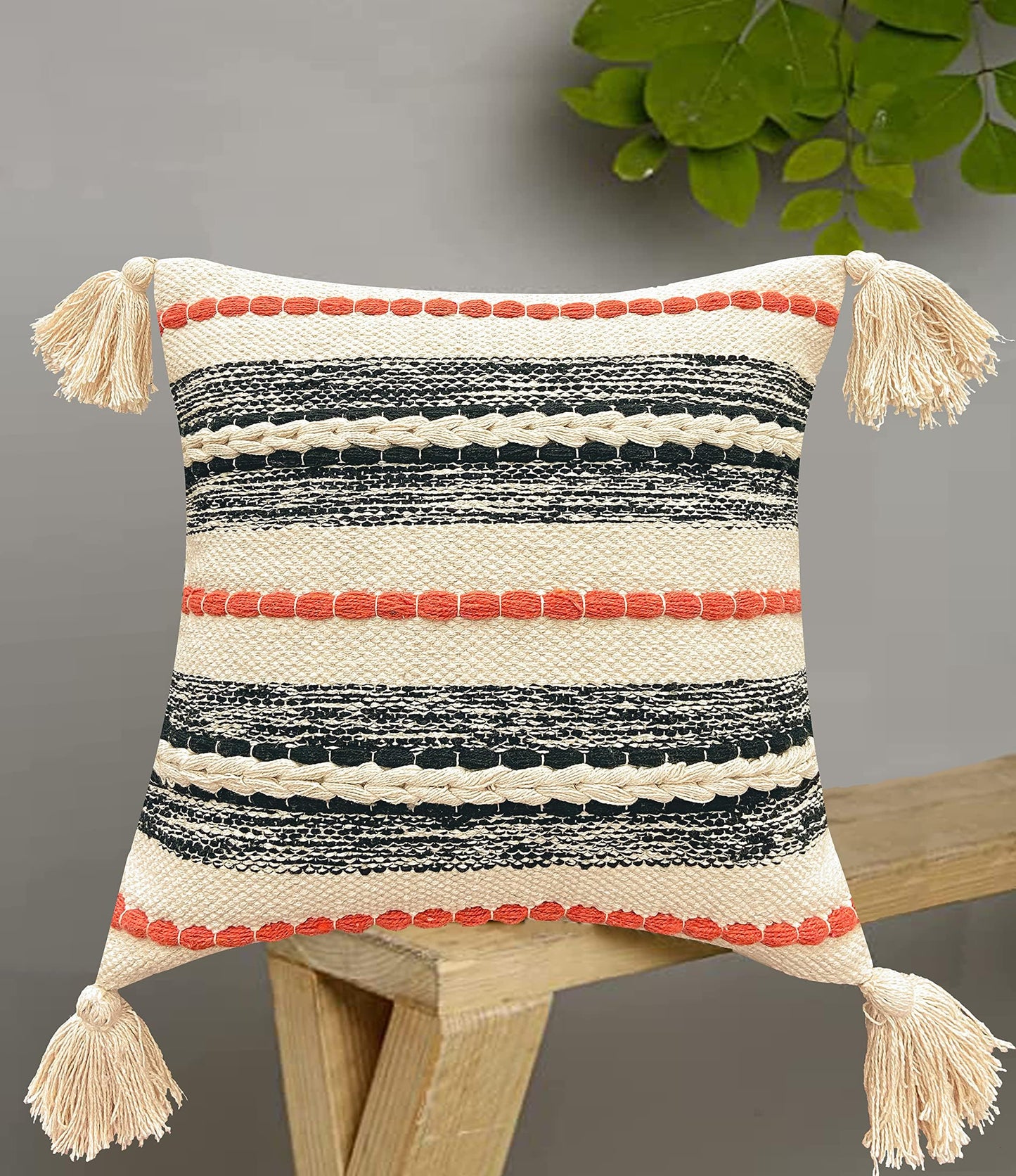 Pure Cotton Beige Sofa Throw & Cushion Cover