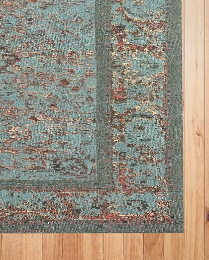 Pure Cotton Floor Rug – Green Multi | Hand-Knitted | 4x6 Feet (48x72 Inches)