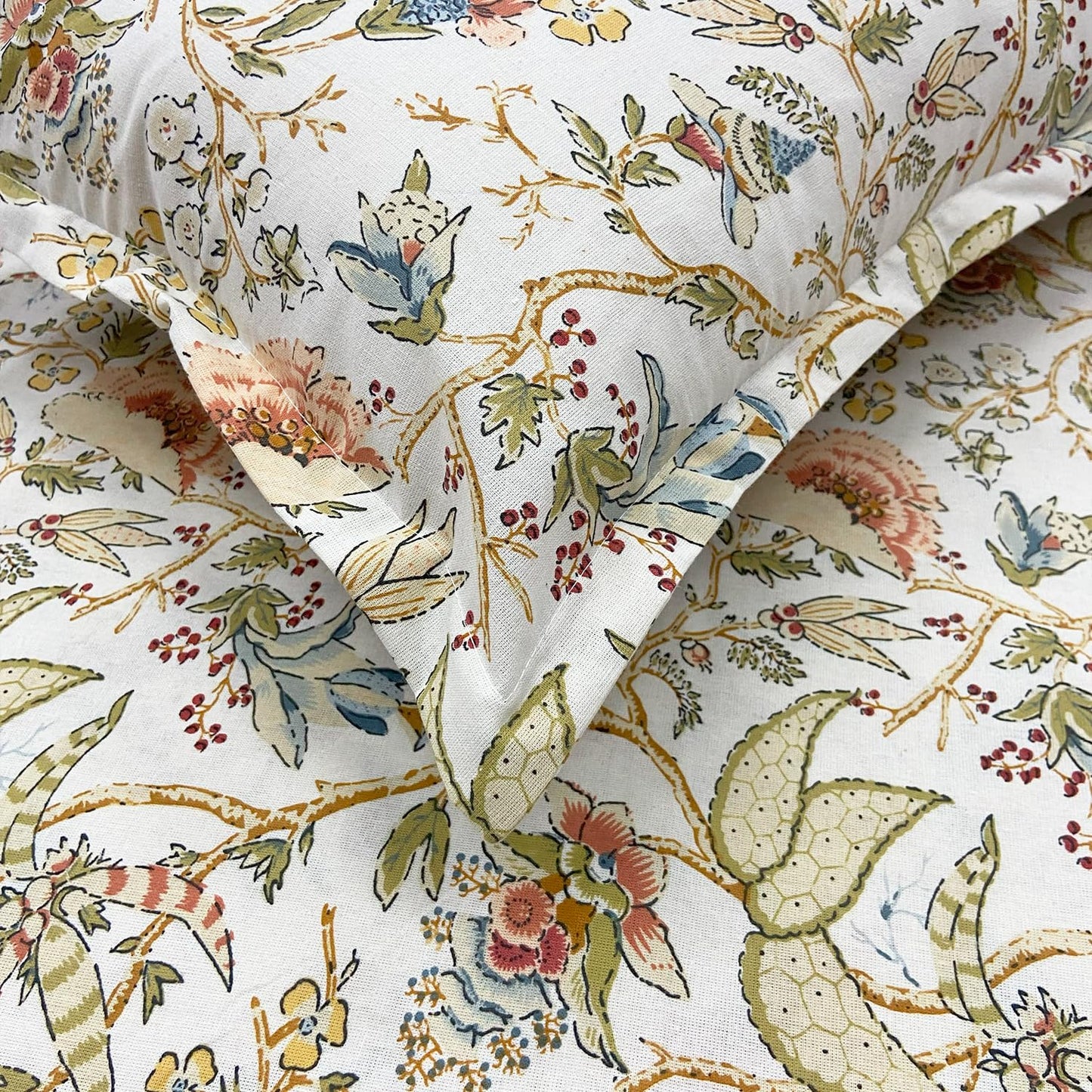 100% Pure Cotton King Size Bedsheet Set – Mustard Yellow Printed | 96x104 Inches (243x264 cm) | Includes 2 Pillow Covers