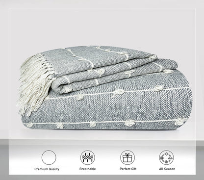 Pure Cotton Smoke Grey Sofa Throw - Pack of 2