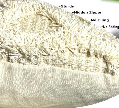 Pure Cotton Beige Sofa Throw & Cushion Cover