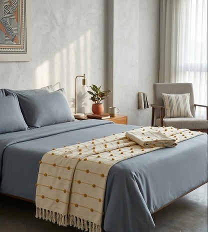 Beige & Yellow Sofa Throw Blanket