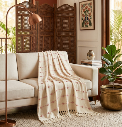 Beige & Pink Throw