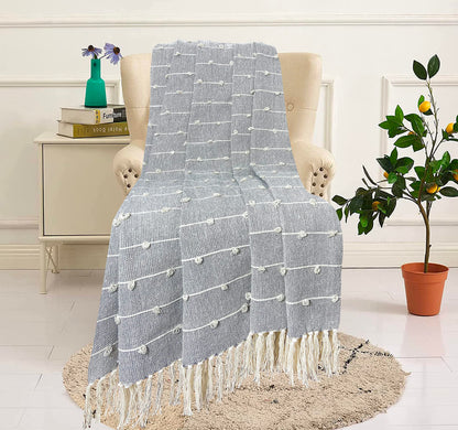 Pure Cotton Smoke Grey Sofa Throw - Pack of 2