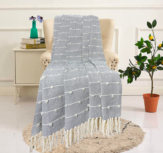 Pure Cotton Smoke Grey Sofa Throw - Pack of 2