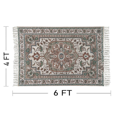 Pure Cotton Floor Rug – Green | Hand-Knitted | 4x6 Feet (48x72 Inches)