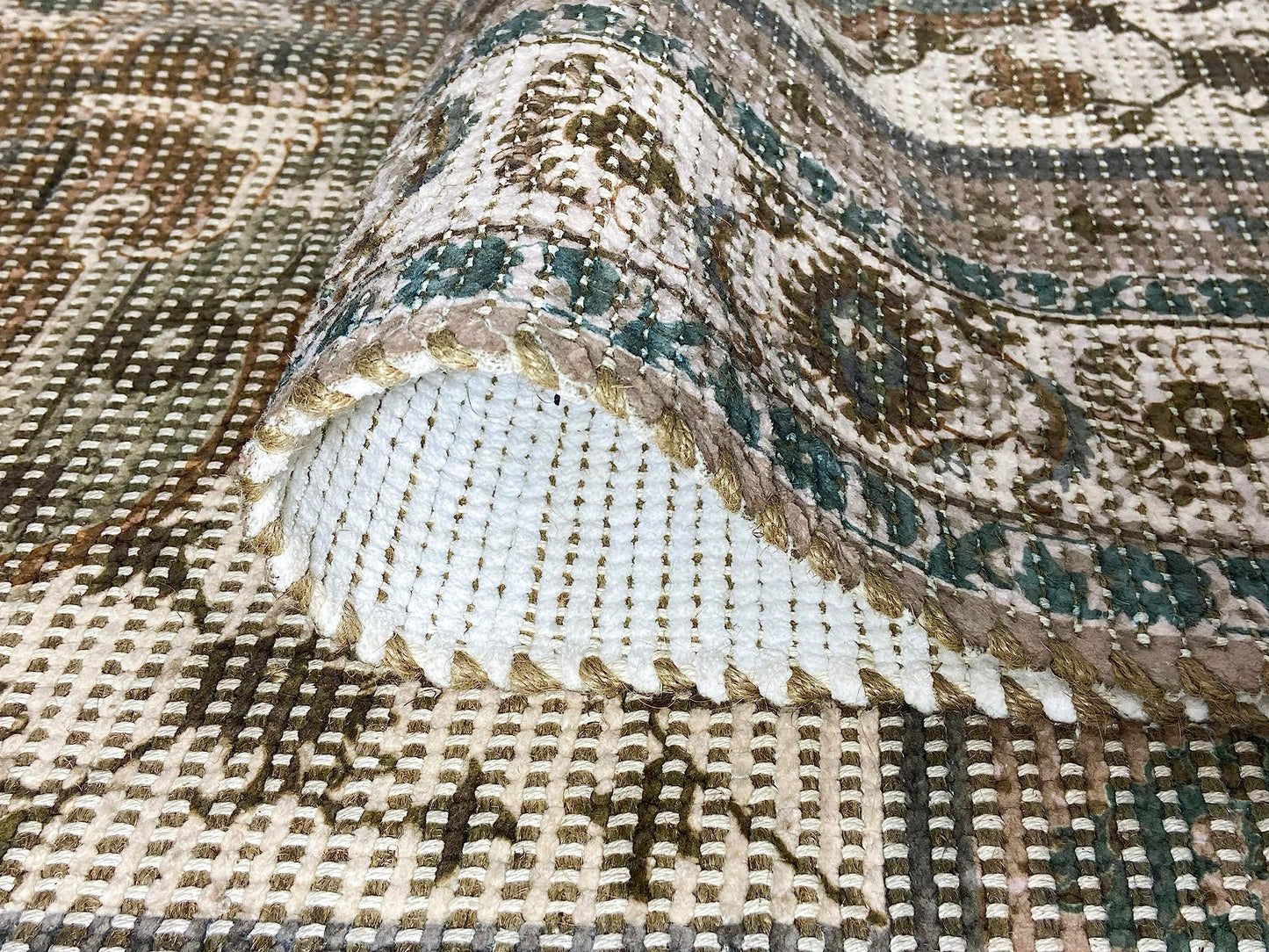 Pure Cotton Floor Rug – Green | Hand-Knitted | 4x6 Feet (48x72 Inches)