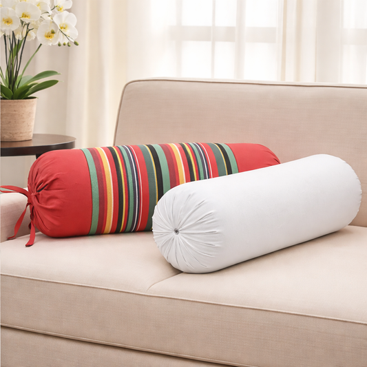 Pure Cotton Bolster Cover with Filler | 15x30 Inches (38x76 cm)