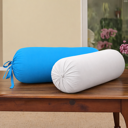 Pure Cotton Sky Blue Bolster Cover with Filler