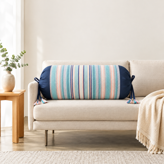 Dark Blue with Green & White Stripes
