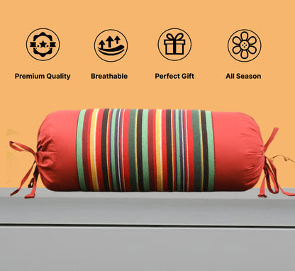 Pure Cotton Bolster Cover with Filler | 15x30 Inches (38x76 cm)