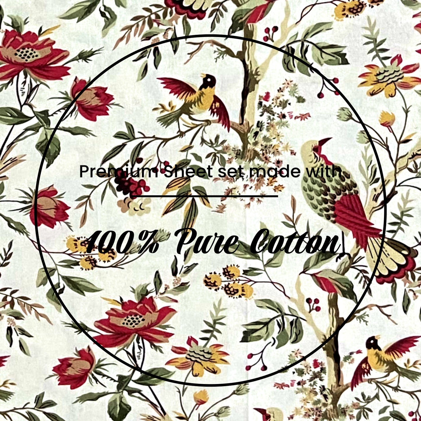 Red Floral Cotton Bedsheet