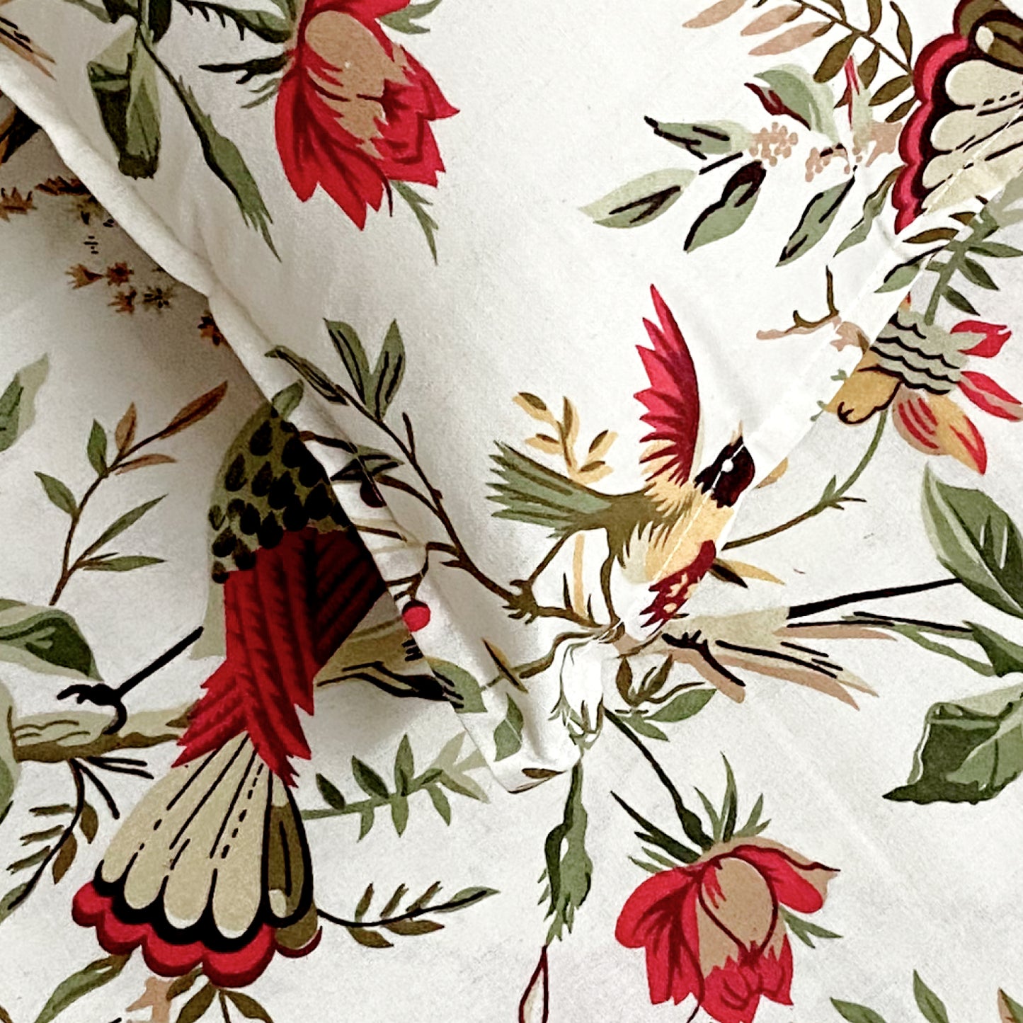 Red Floral Cotton Bedsheet