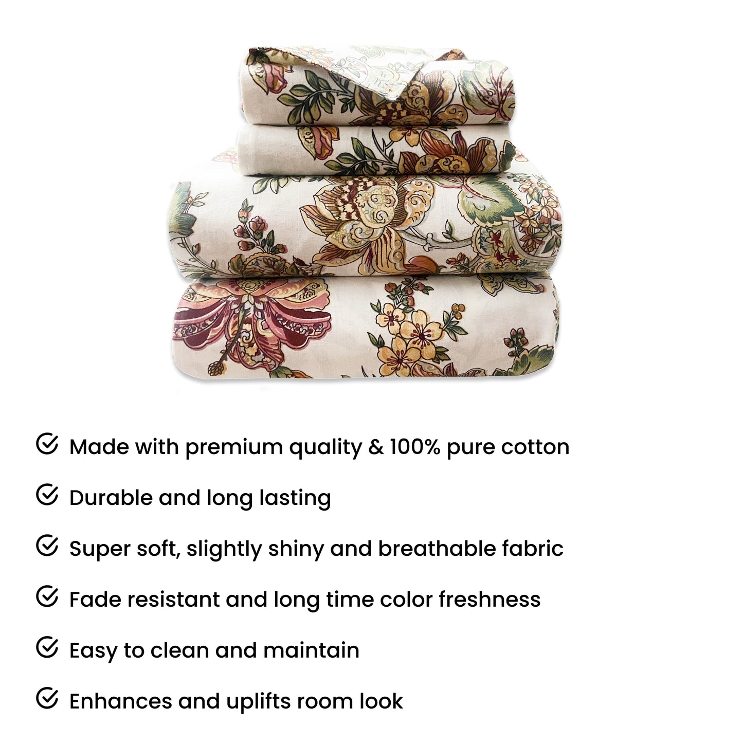 Orange Multi Cotton Bedsheet