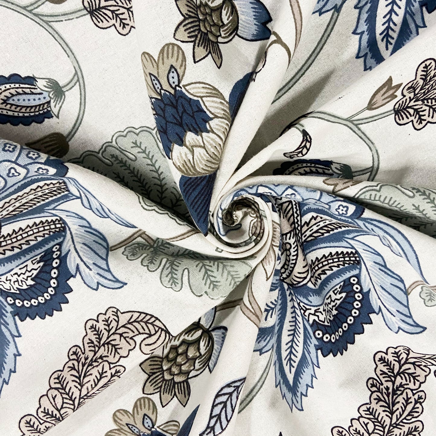 Beige & Blue Cotton Bedsheet