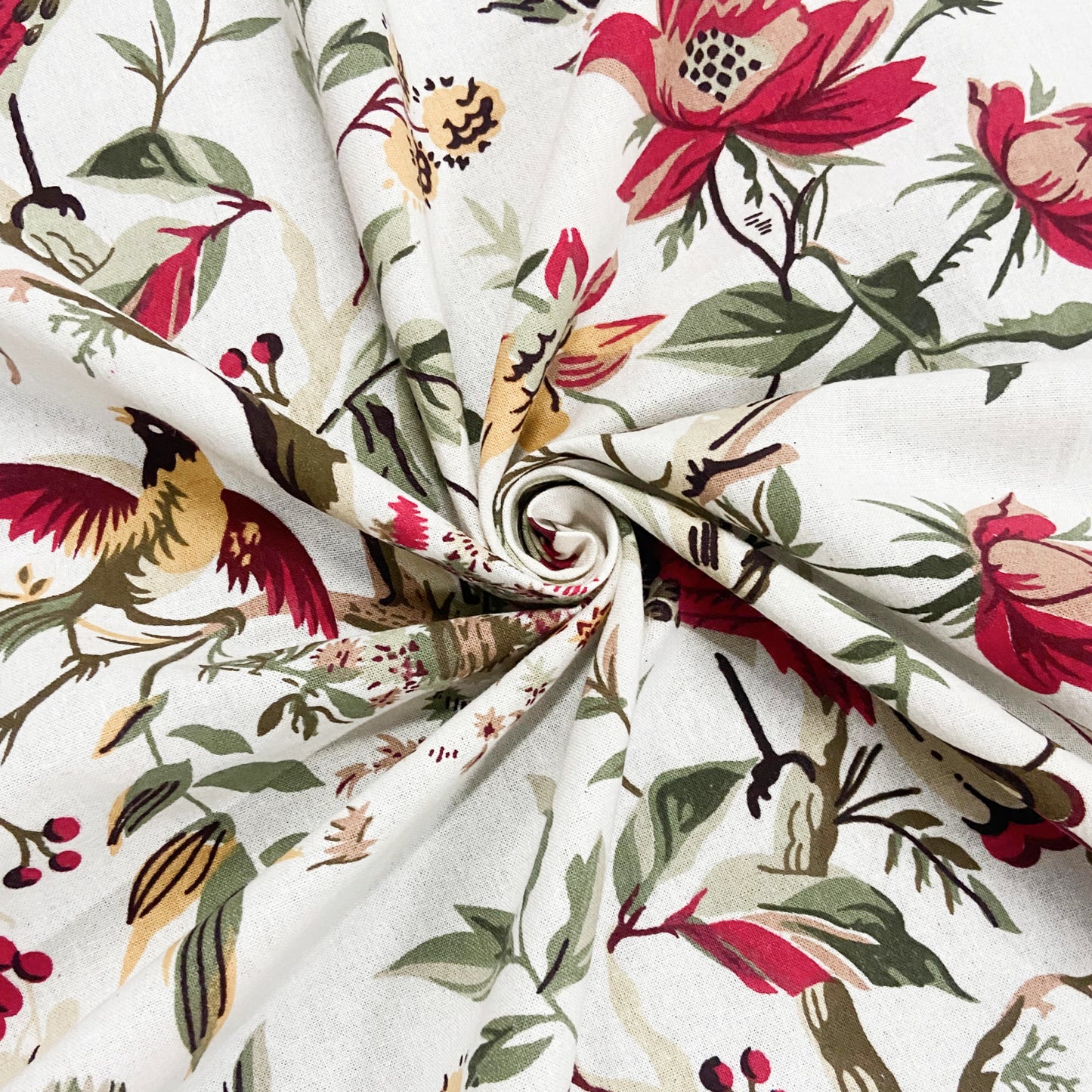 Red Floral Cotton Bedsheet