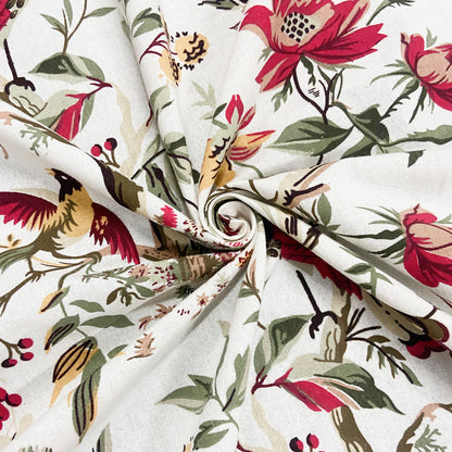 Red Floral Cotton Bedsheet