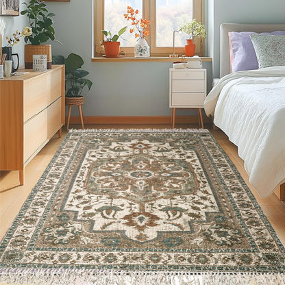 Pure Cotton Floor Rug – Green | Hand-Knitted | 4x6 Feet (48x72 Inches)