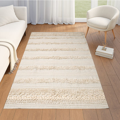 Pure Cotton Floor Rug  – Cream | Hand-Woven | 3x5 Feet (36x60 Inches)