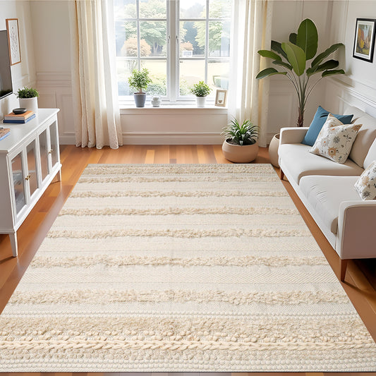 Pure Cotton Floor Rug  – Cream | Hand-Woven | 3x5 Feet (36x60 Inches)