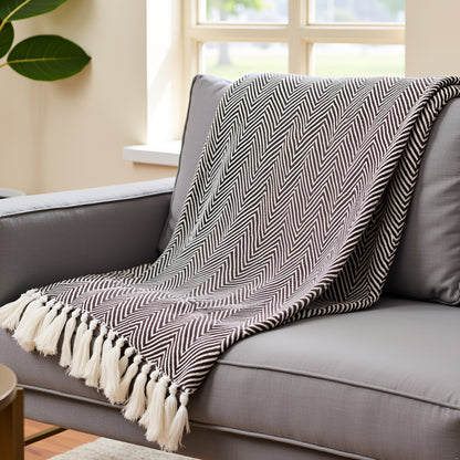 Hand-Knitted All Season Throw Blanket – Cotton Blend | Green | 80x52 Inches