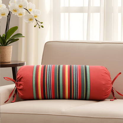Pure Cotton Red Multi Bolster Cover - Pack of 3
