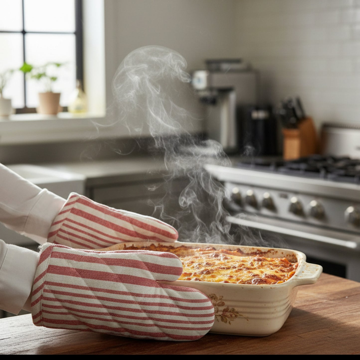 Quilted Oven Glove Set - 6X11 Inches (Pack of 2)