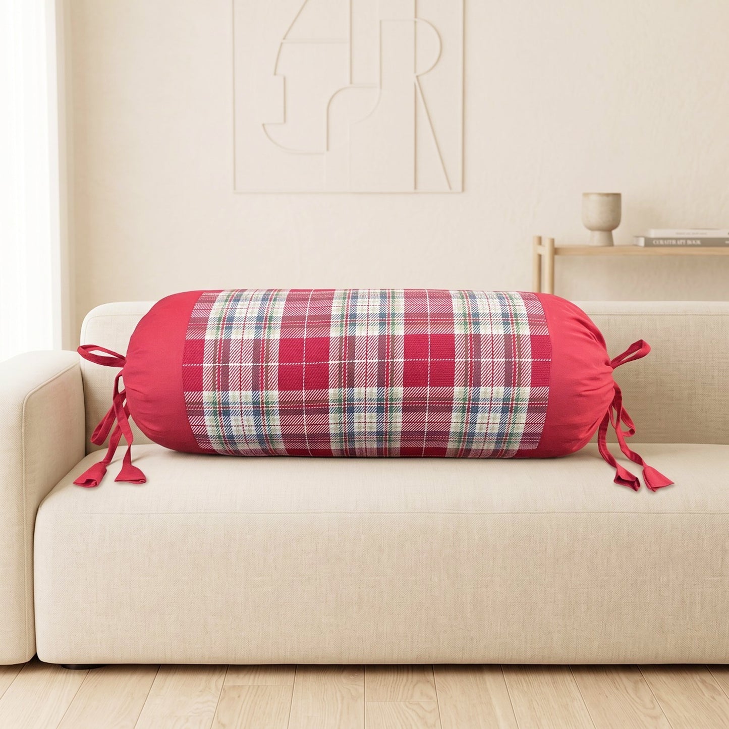Red Check Bolster Cover