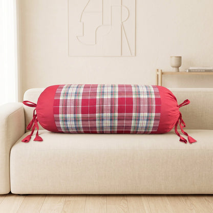 Red Check Bolster Cover