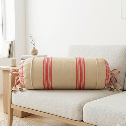 Light Yellow Red  bolster cover  Set of 2