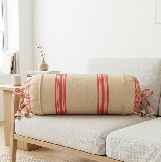 Light Yellow Red Bolster Cover